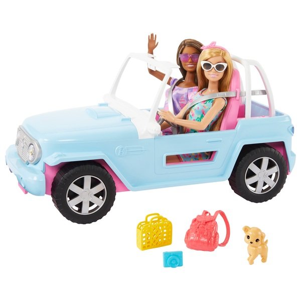 Mattel Barbie plážový kabriolet s 2 bábikami