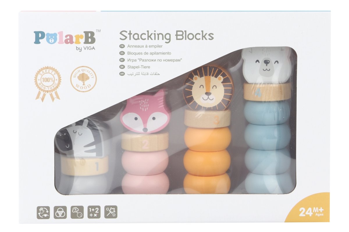 Viga dřevěné skládací kroužky se zvířátky