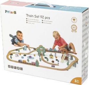 VIGA PolarB Dřevěná dráha pro děti Vlaková souprava 90 dílů Montessori