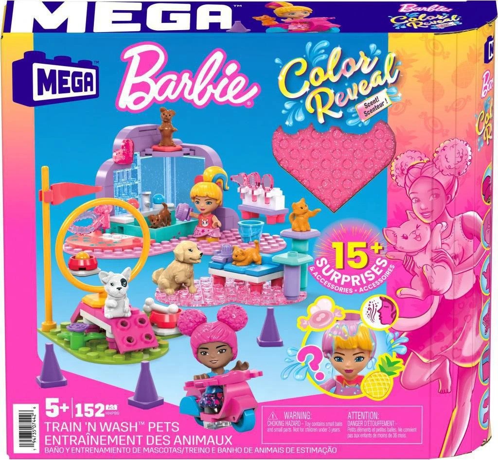 MEGA BLOKS Mega Construx Barbie Color Reveal Trénuj a pečuj o mazlíčky