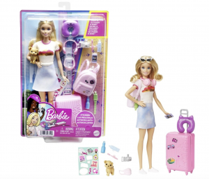 Mattel Barbie MALIBU NA CESTÁCH s kufrom a psíkom HJY18