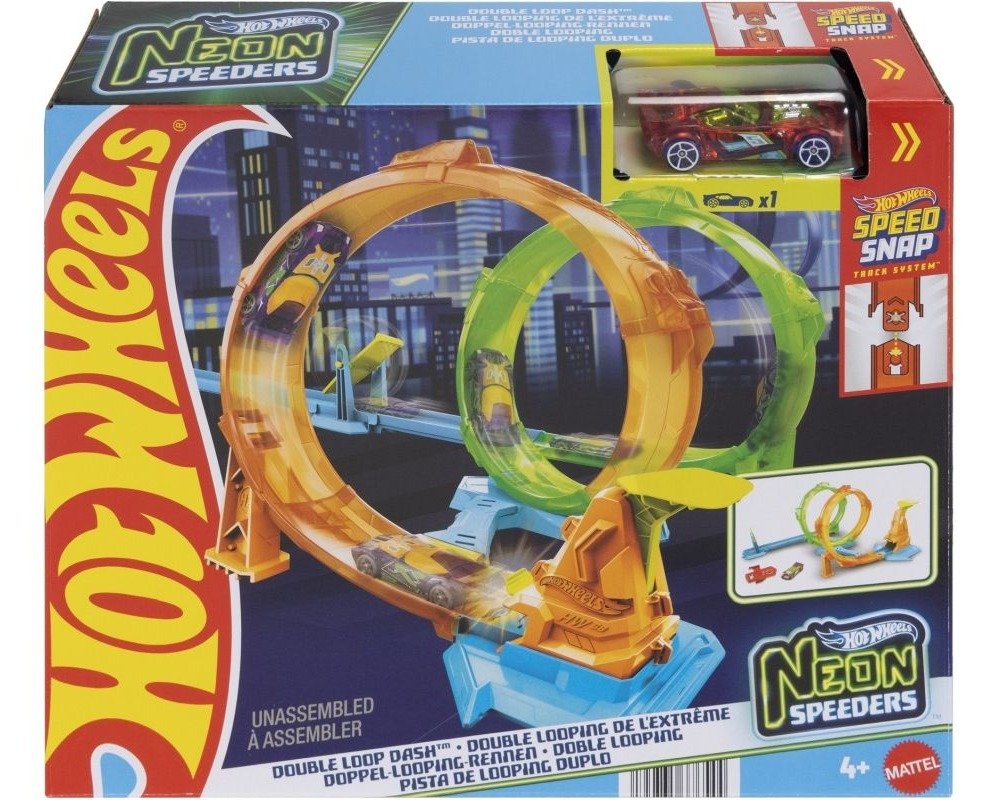 Mattel Hot Wheels Neon Speeder double loop dvojitá smyčka JMG49