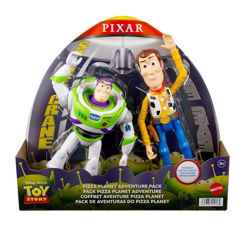 Mattel Disney Pixar Toy Story Pizza Planet – sada figurek Buzz Rakeťák a Woody HWR88
