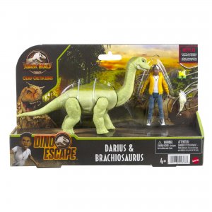 Mattel Jurský svět Křídový kemp člověk a dinosaurus Darius a Brachiosaurus