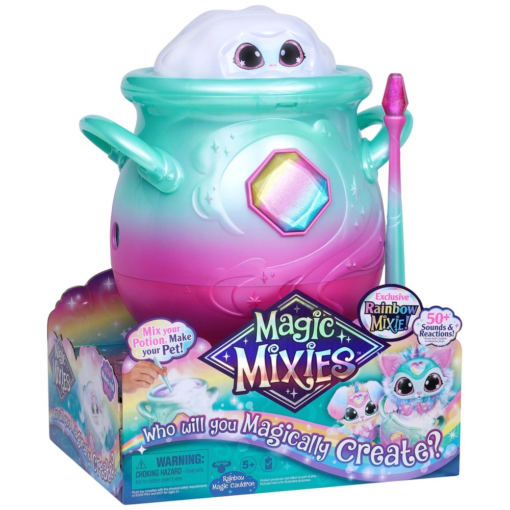 TM Toys Magic Mixies Kouzelný kotlík s kouzelnou hůlkou, barevným interaktivním plyšákem