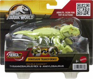 Mattel Jurský svět Transformovací Tyrannosaurus Rex a Ankylosaurus 2v1 zelený
