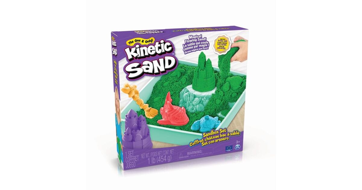Kinetischer Sandkasten aus flüssigem Sand mit Matte Grün