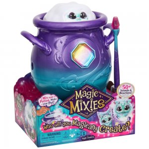 TM Toys Magic Mixies Kouzelný kotlík s kouzelnou hůlkou a interaktivní plyšovou hračkou fialové